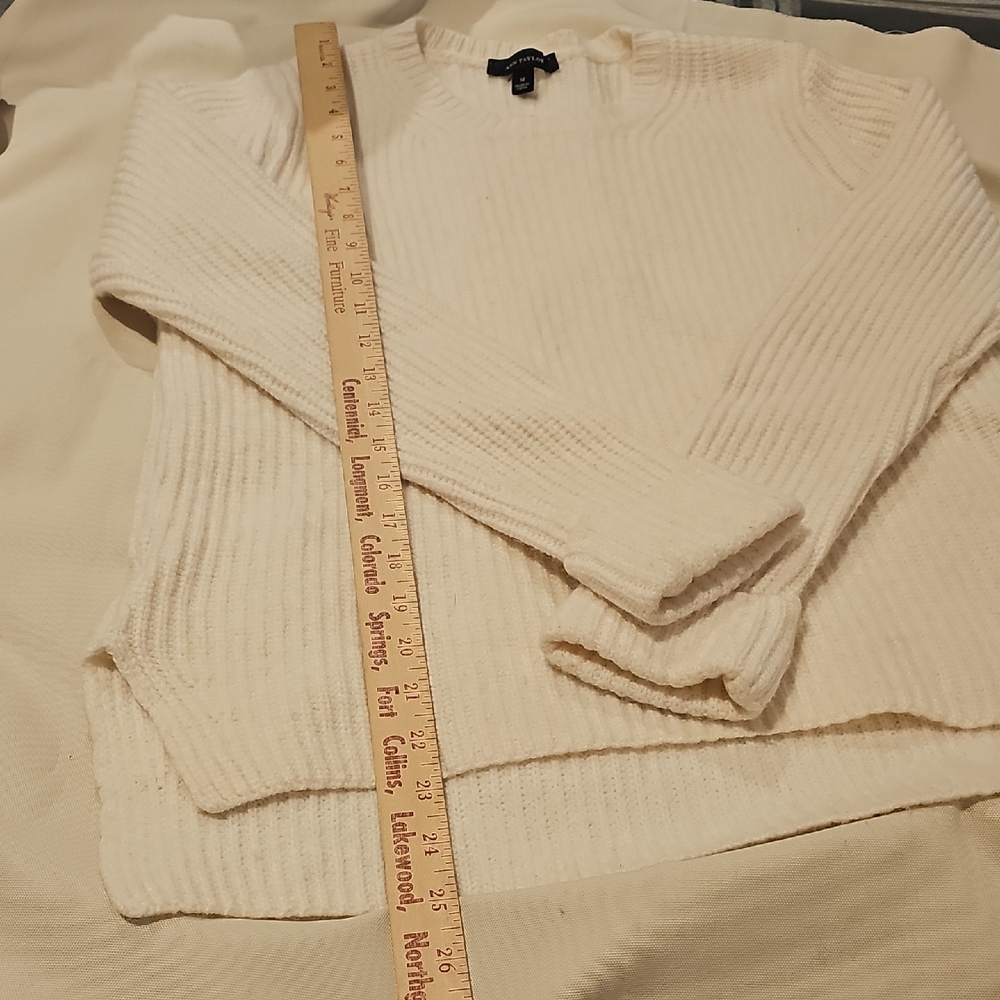 Ann Taylor Alpaca Merino Wool Blend Cream Knit Sweater Womans Medium - Picture 6 of 9